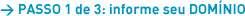 Passo 1 de 3: informe seu dom�nio