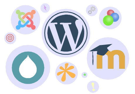 WordPress, Drupal, Joomla, Mambo, Moodle, OS Commerce